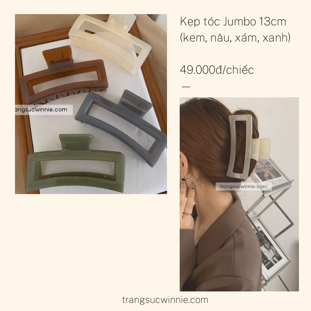  Kẹp tóc Jumbo 13cm xanh lá 