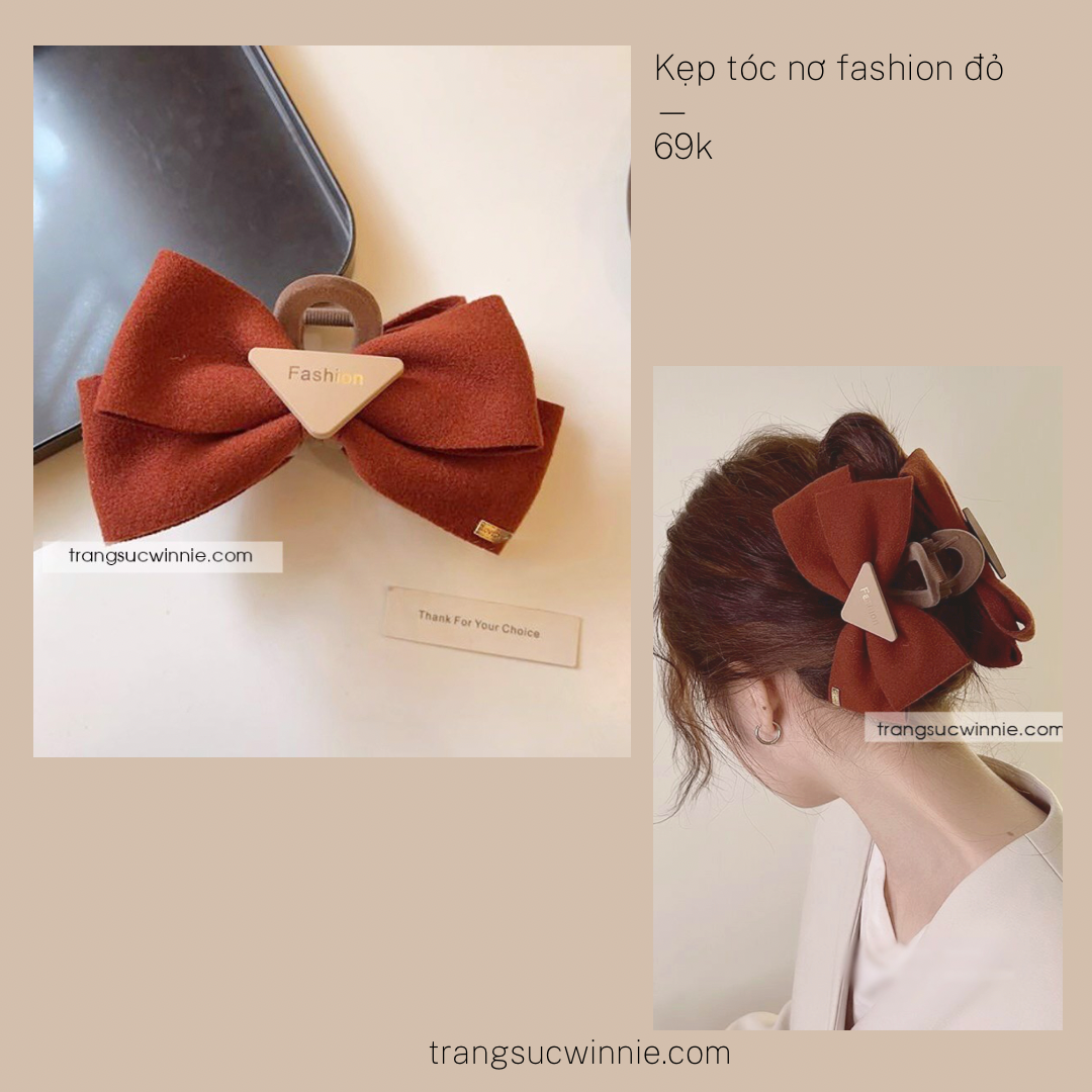  Kẹp nơ fashion đỏ 