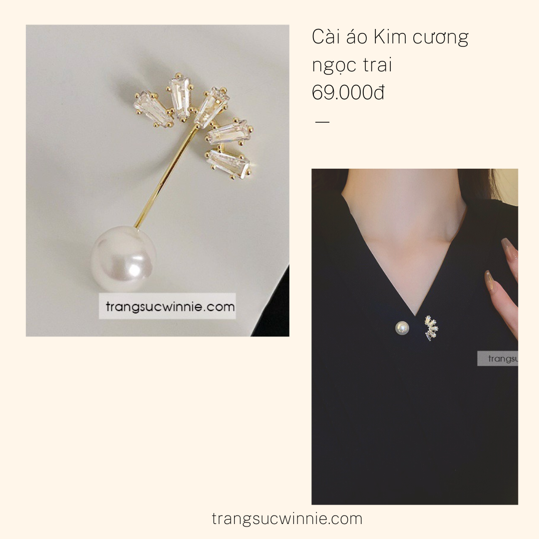  Cài áo Kim cương ngọc trai 