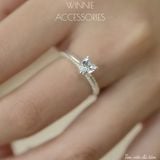  Nhẫn Bạc S925 Tim viền đá tấm 