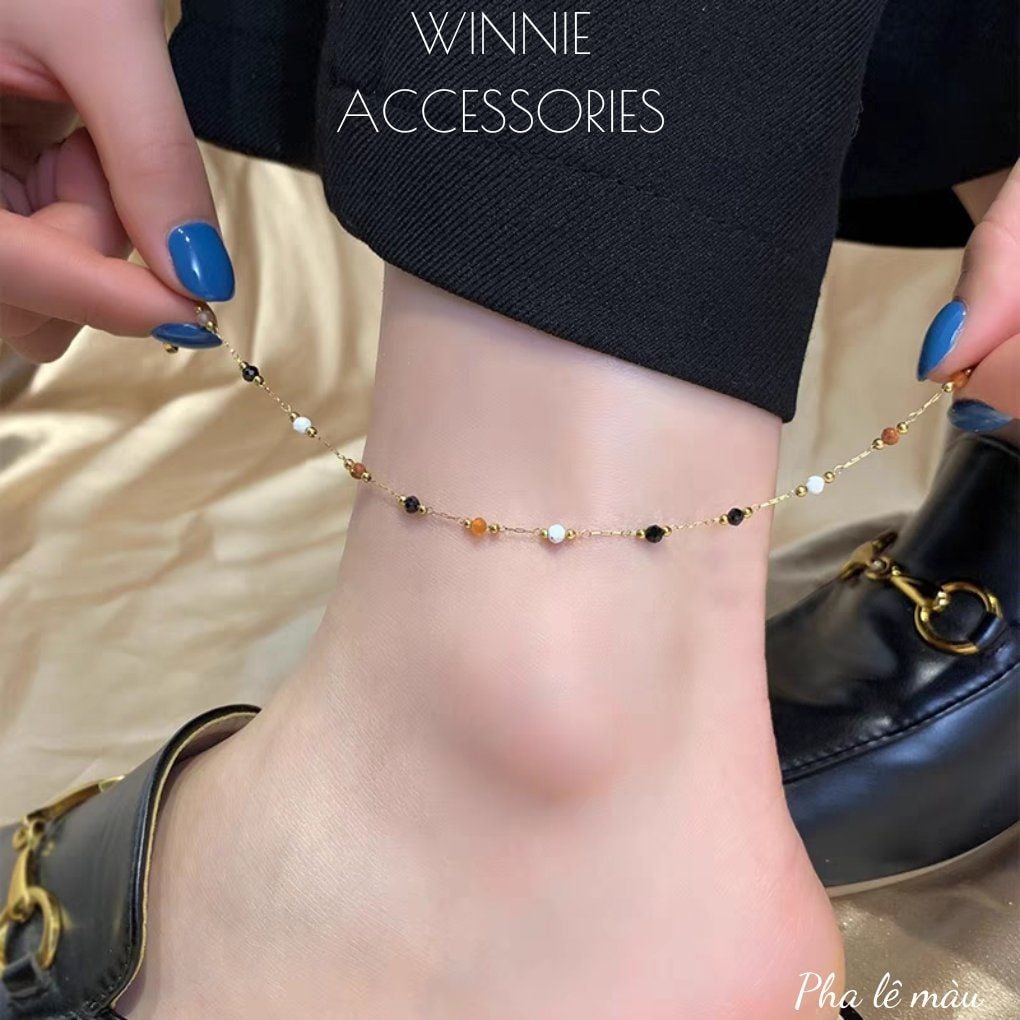  Lắc chân titan Pha lê màu 