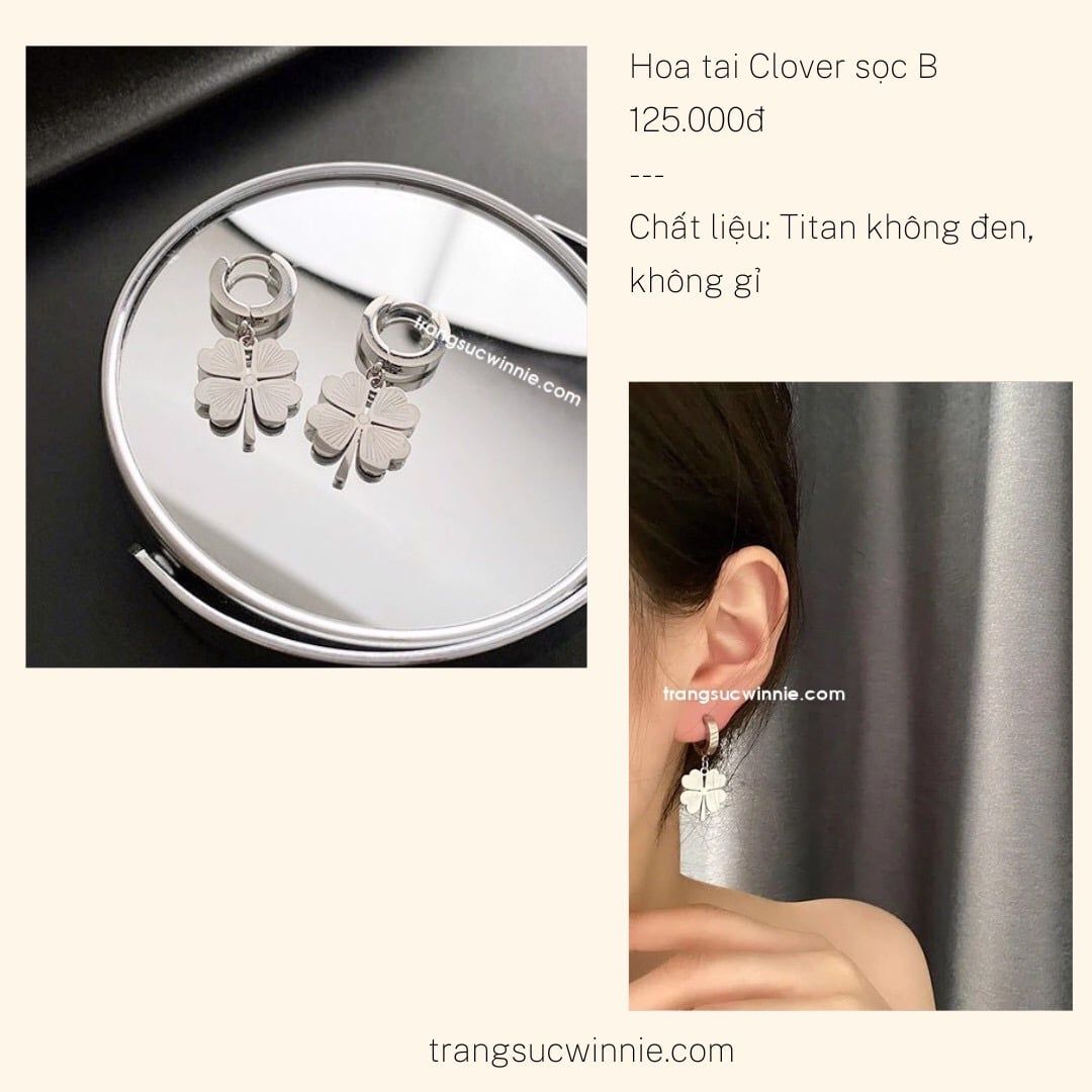  Hoa tai titan Clover sọc B 