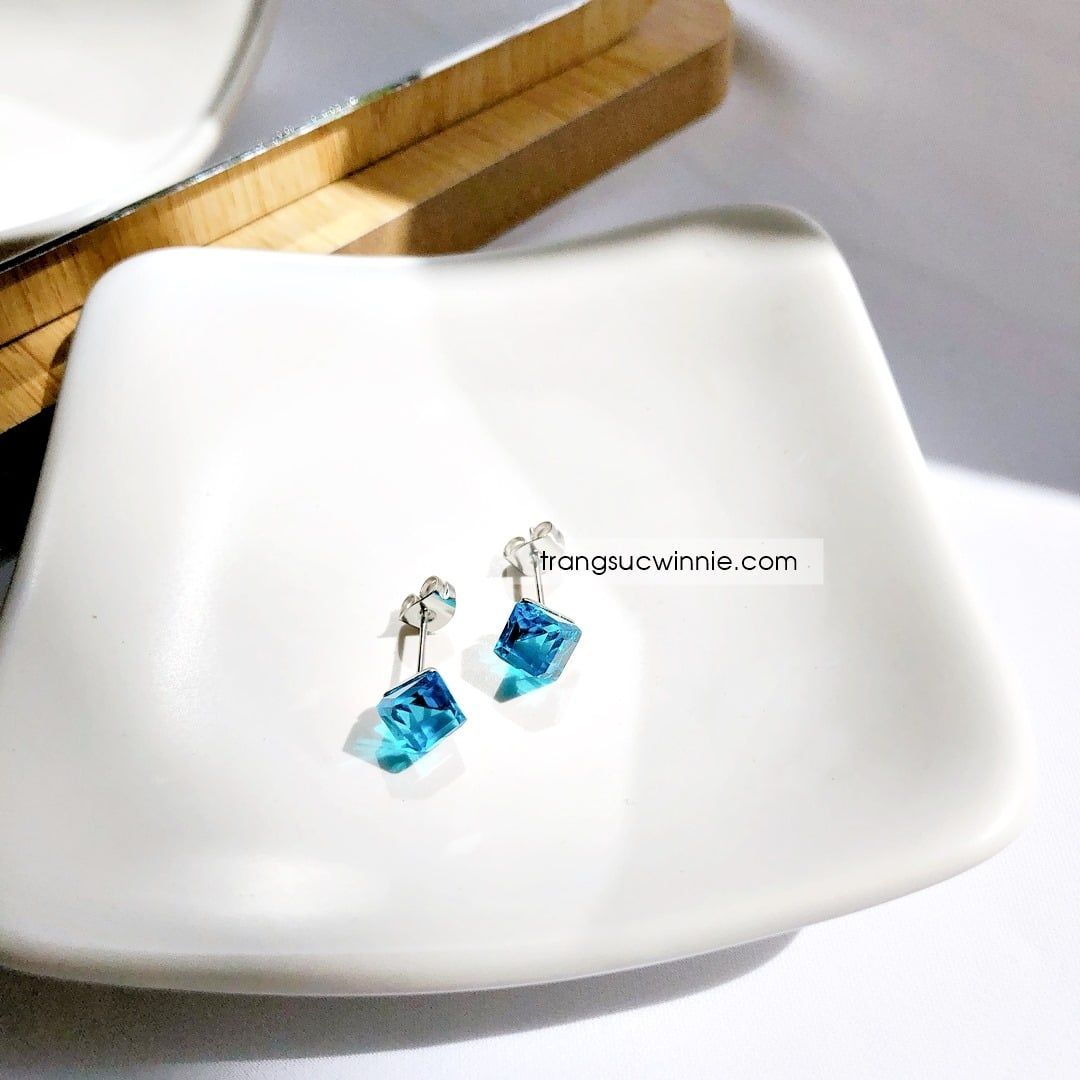  Hoa tai titan Swarovski Sapphire 