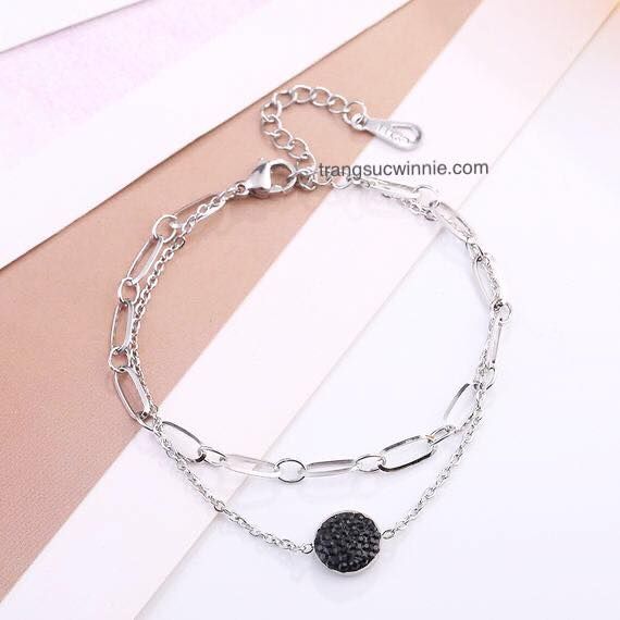  Lắc tay titan Chain charm black 