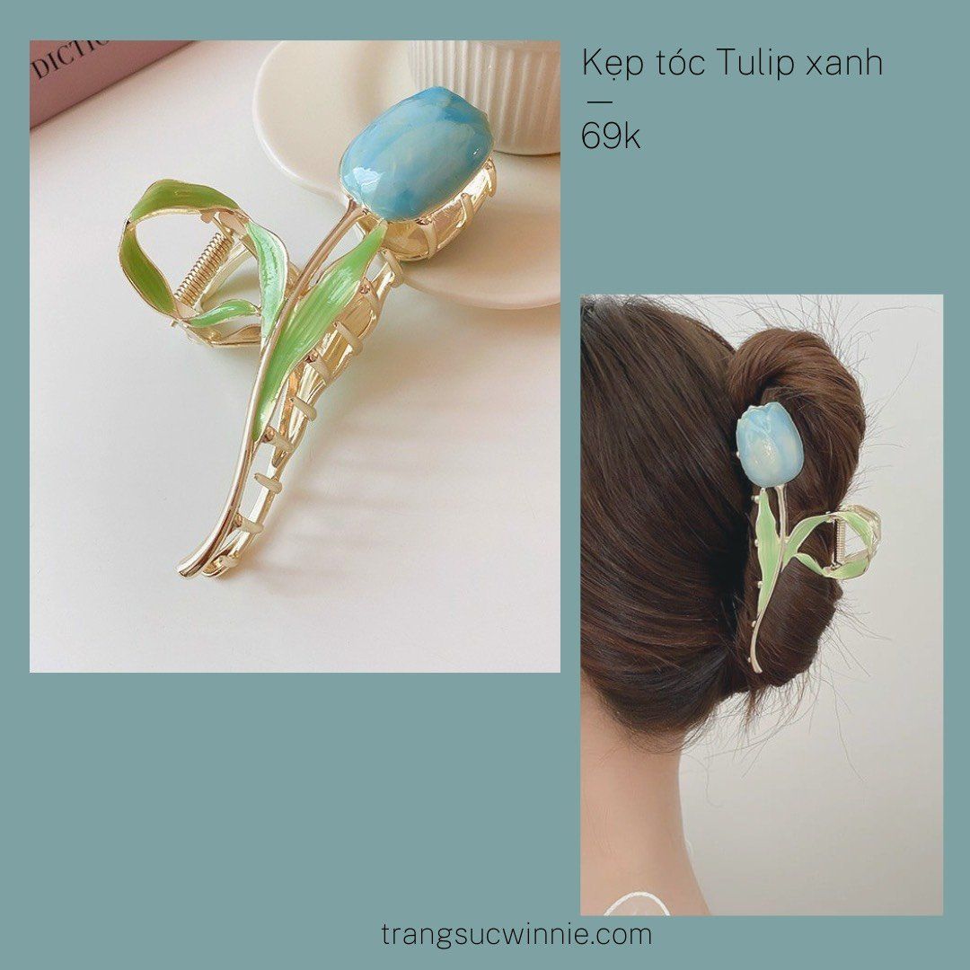  Kẹp tóc Tulip xanh 