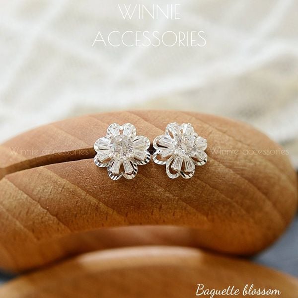  Hoa tai Bạc S925 Baguette Blossom 