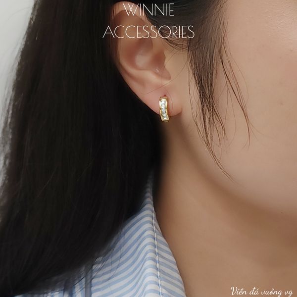  Hoa tai titan Viền đá vuông VG 