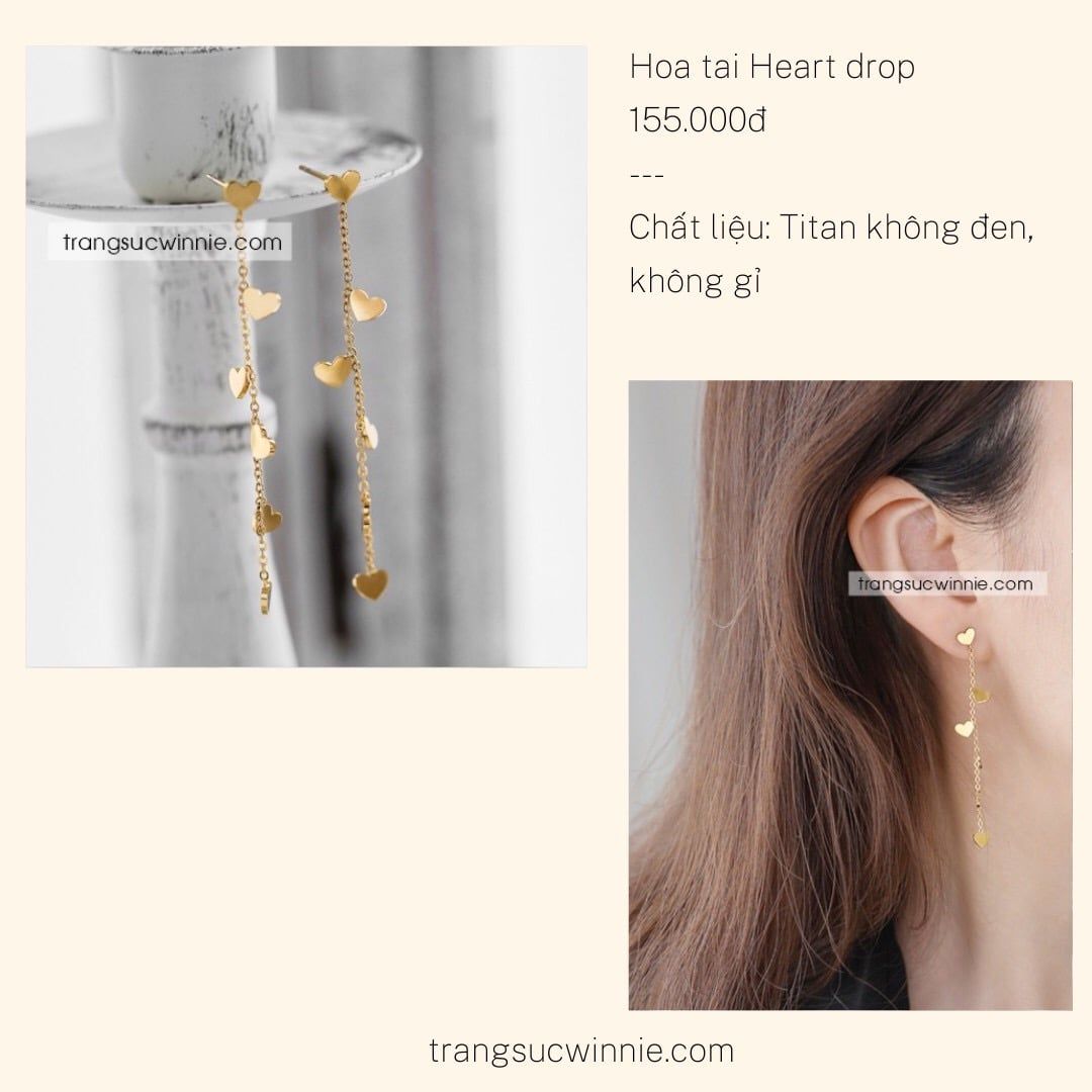  Hoa tai titan Heart drop 