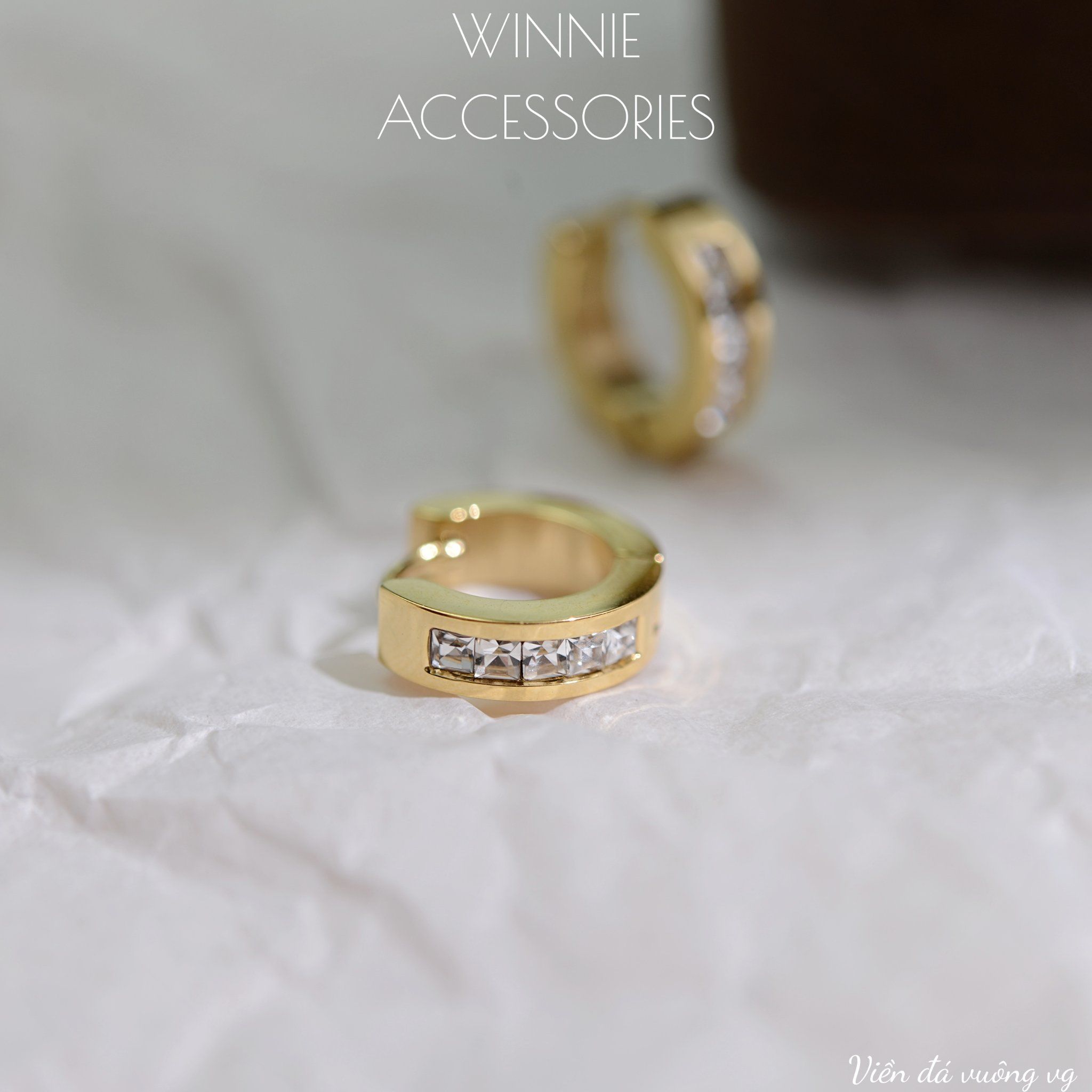  Hoa tai titan Viền đá vuông VG 