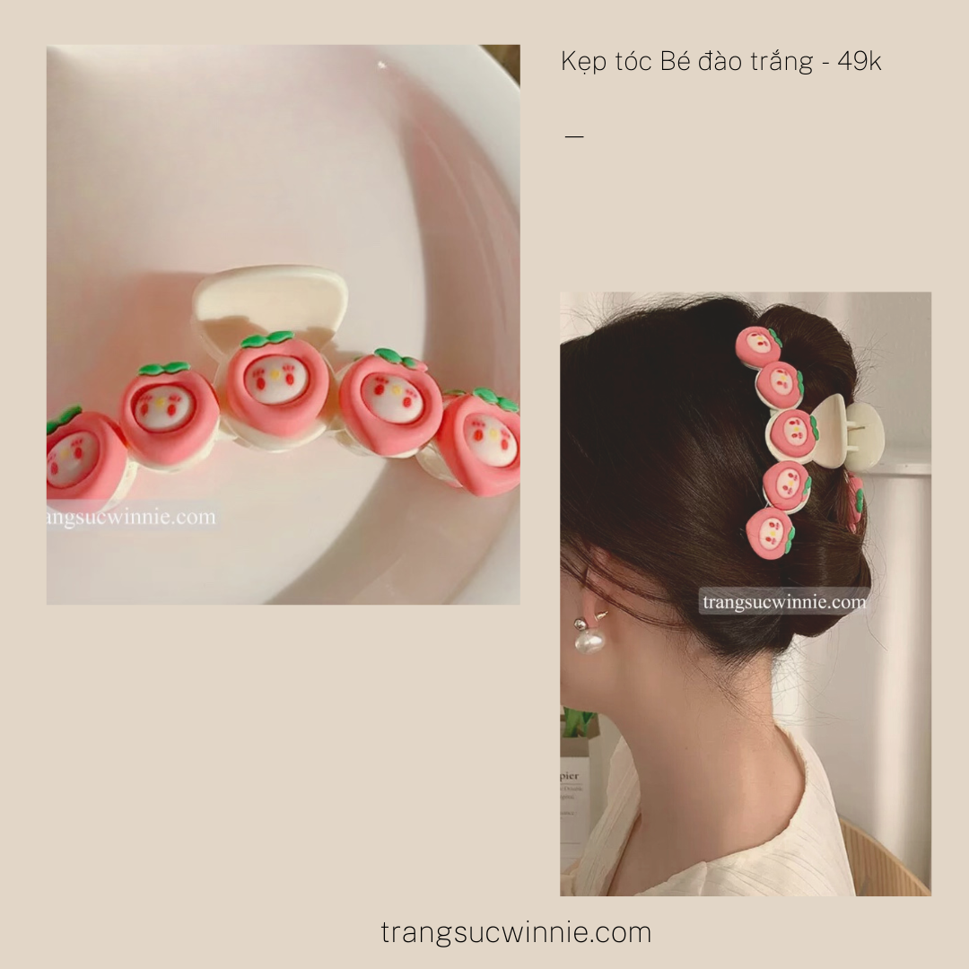  Kẹp tóc Bé đào trắng 
