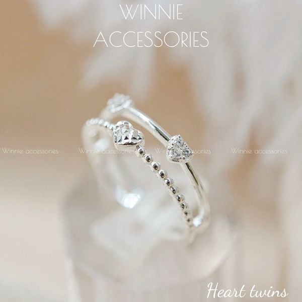  Nhẫn Bạc S925 Heart Twins 