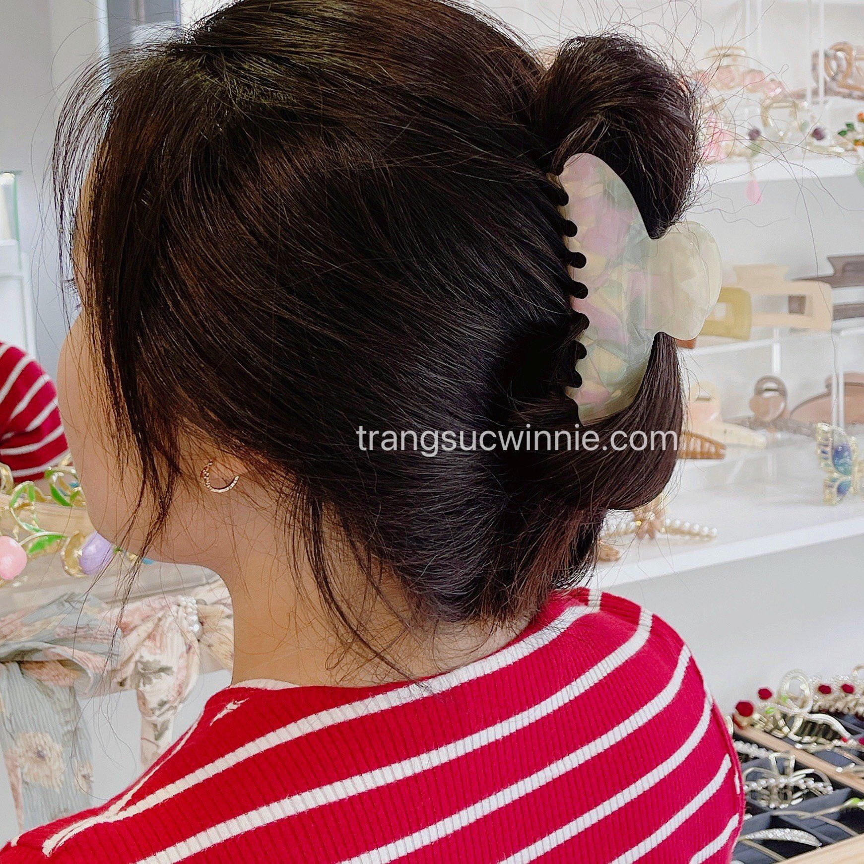  Kẹp tóc France xà cừ xanh 