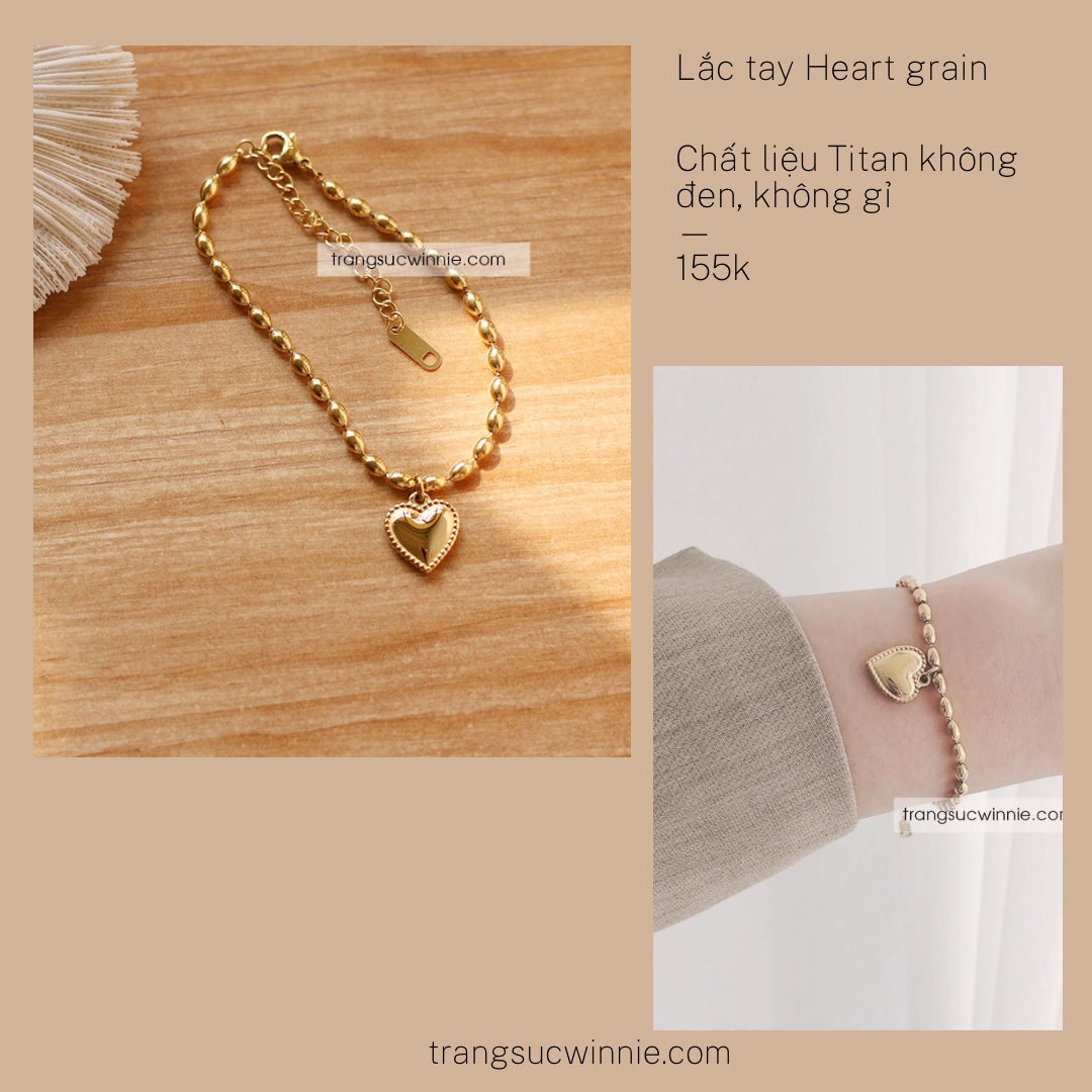  Lắc tay titan Heart grain 