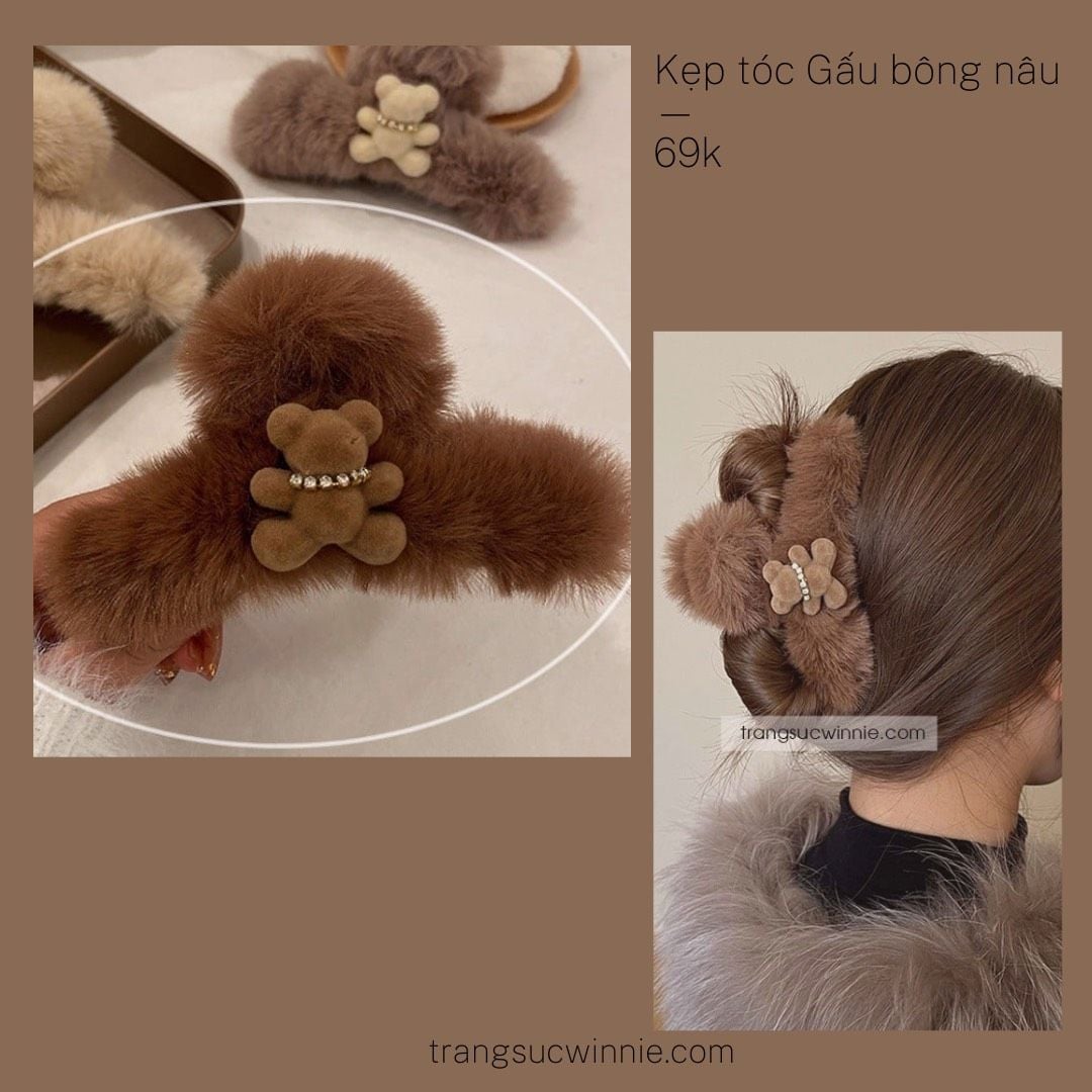  Kẹp tóc Gấu bông nâu 