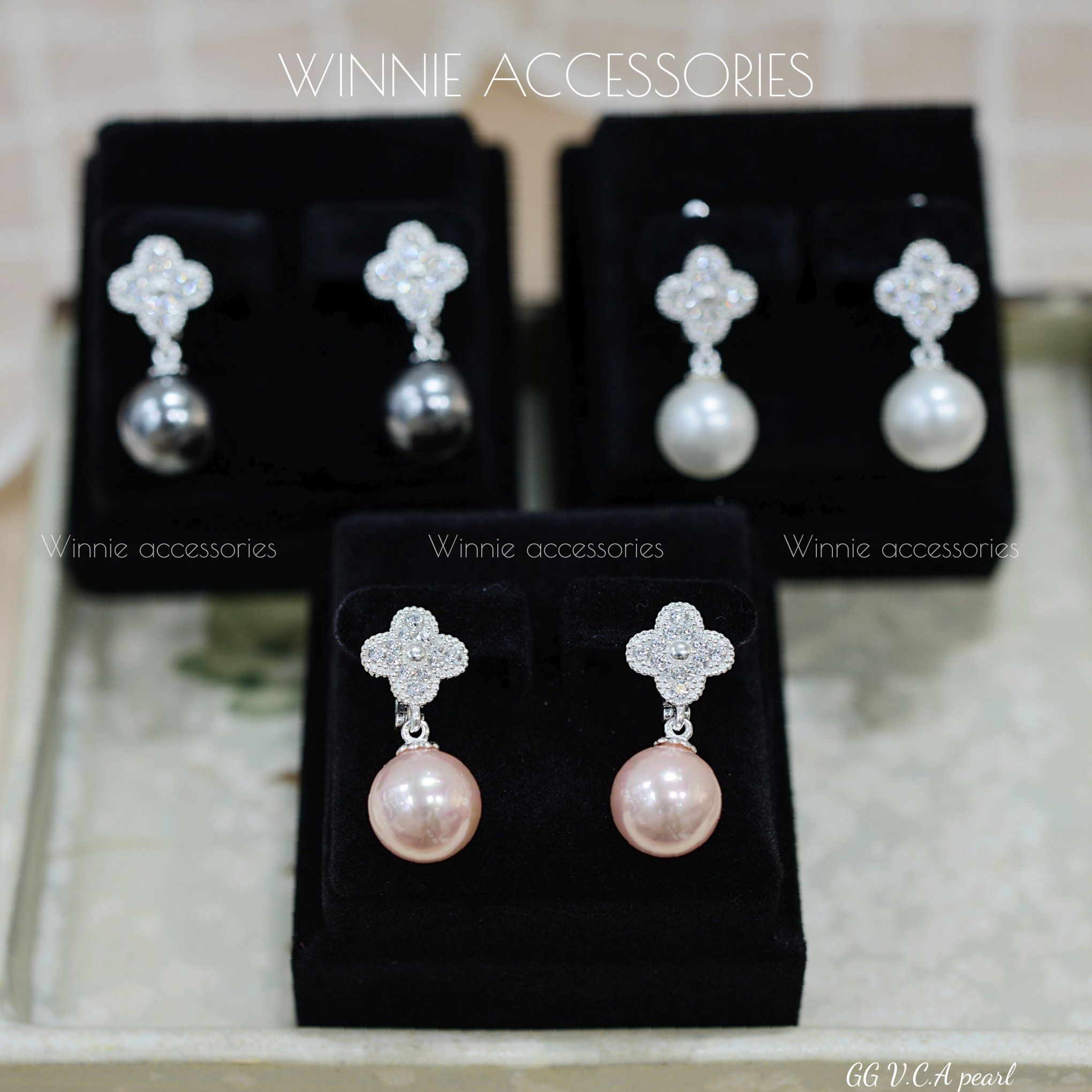  Hoa tai Bạc S925 GG VCA pearl 