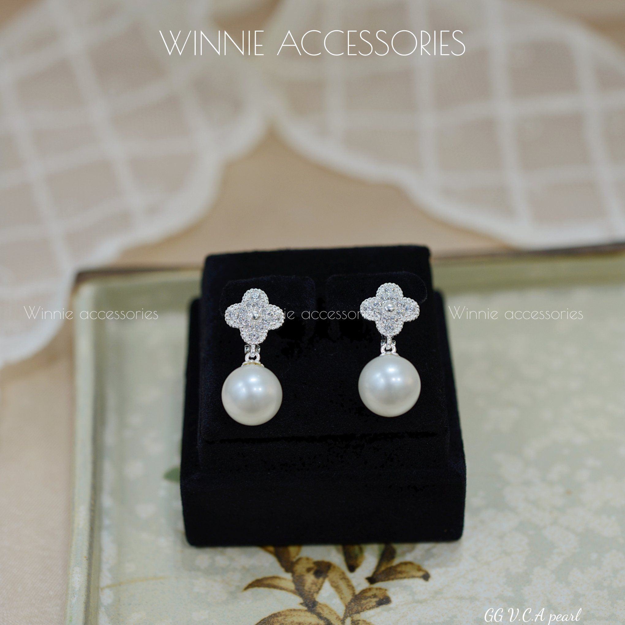  Hoa tai Bạc S925 GG VCA pearl 