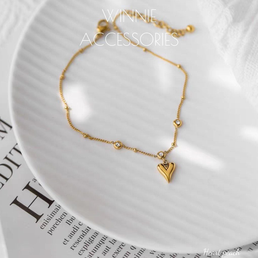  Lắc chân titan Heart peach VG 