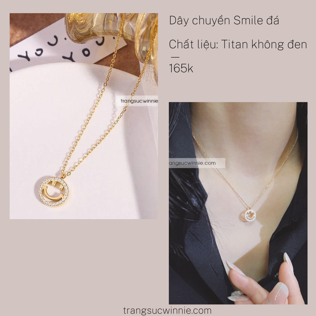  Dây chuyền titan Smile đá VG 