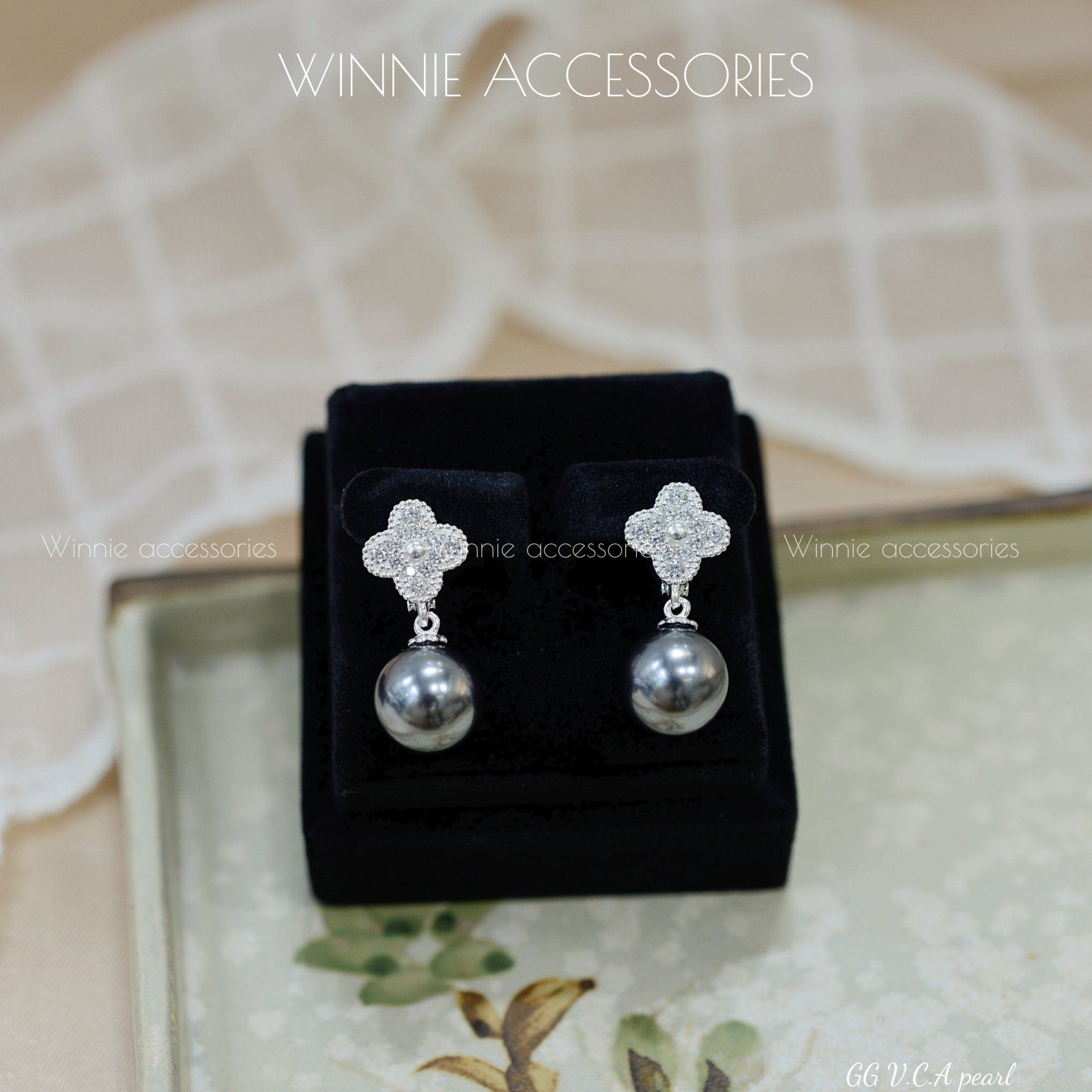  Hoa tai Bạc S925 GG VCA pearl 