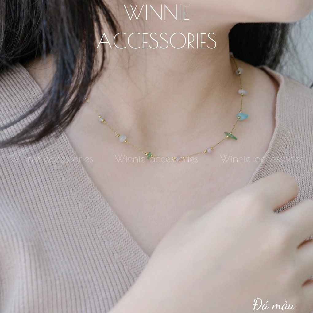  Dây chuyền titan đá màu 