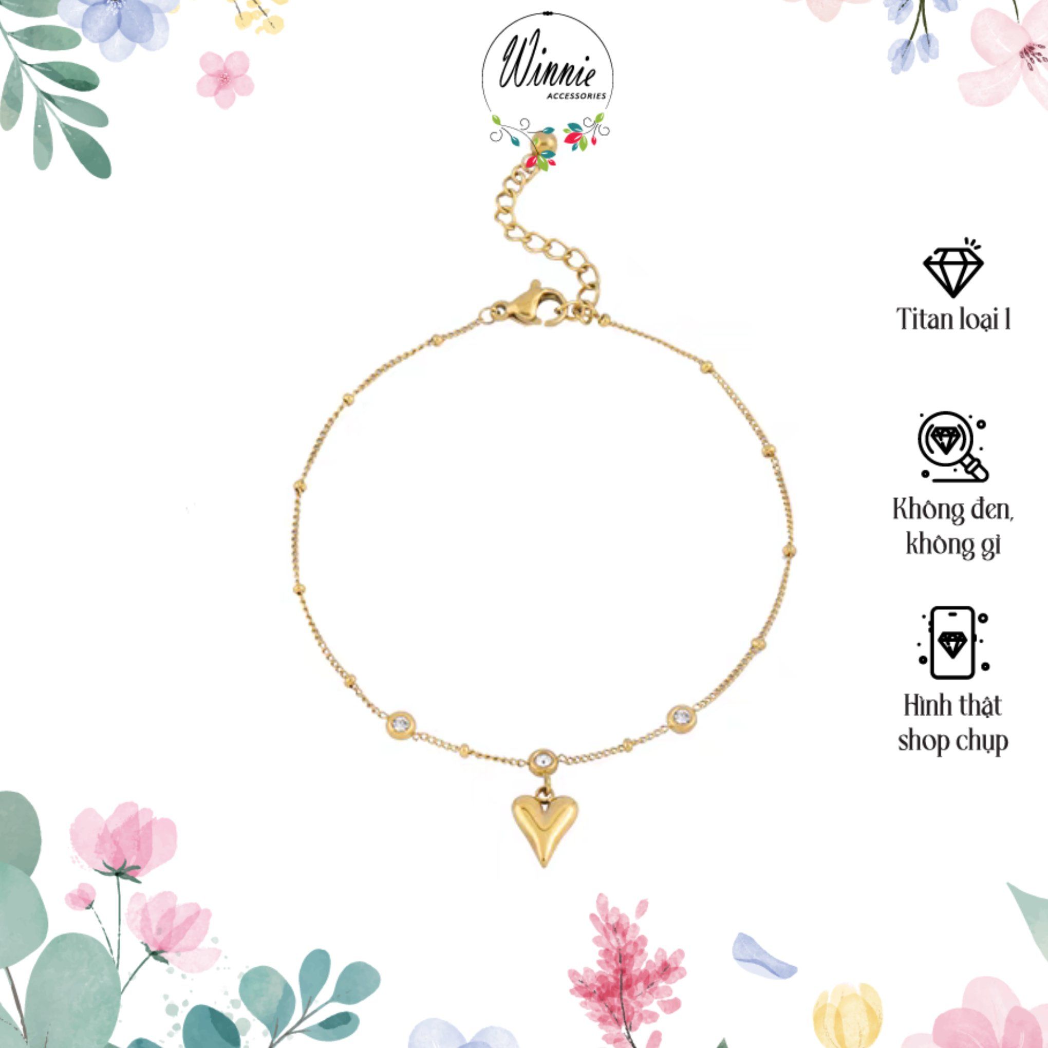  Lắc chân titan Heart peach VG 