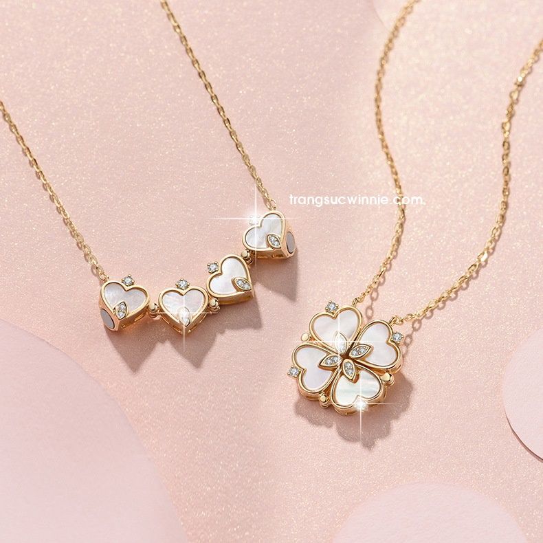  Dây chuyền titan Clover nam châm hoa 