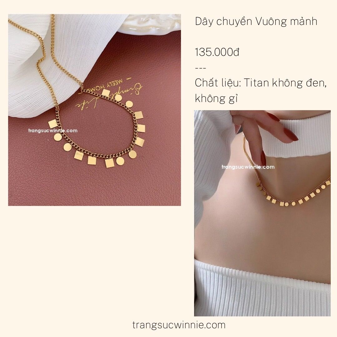  Dây chuyền titan vuông mảnh 