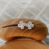  Hoa tai Bạc S925 Clover Crystal 