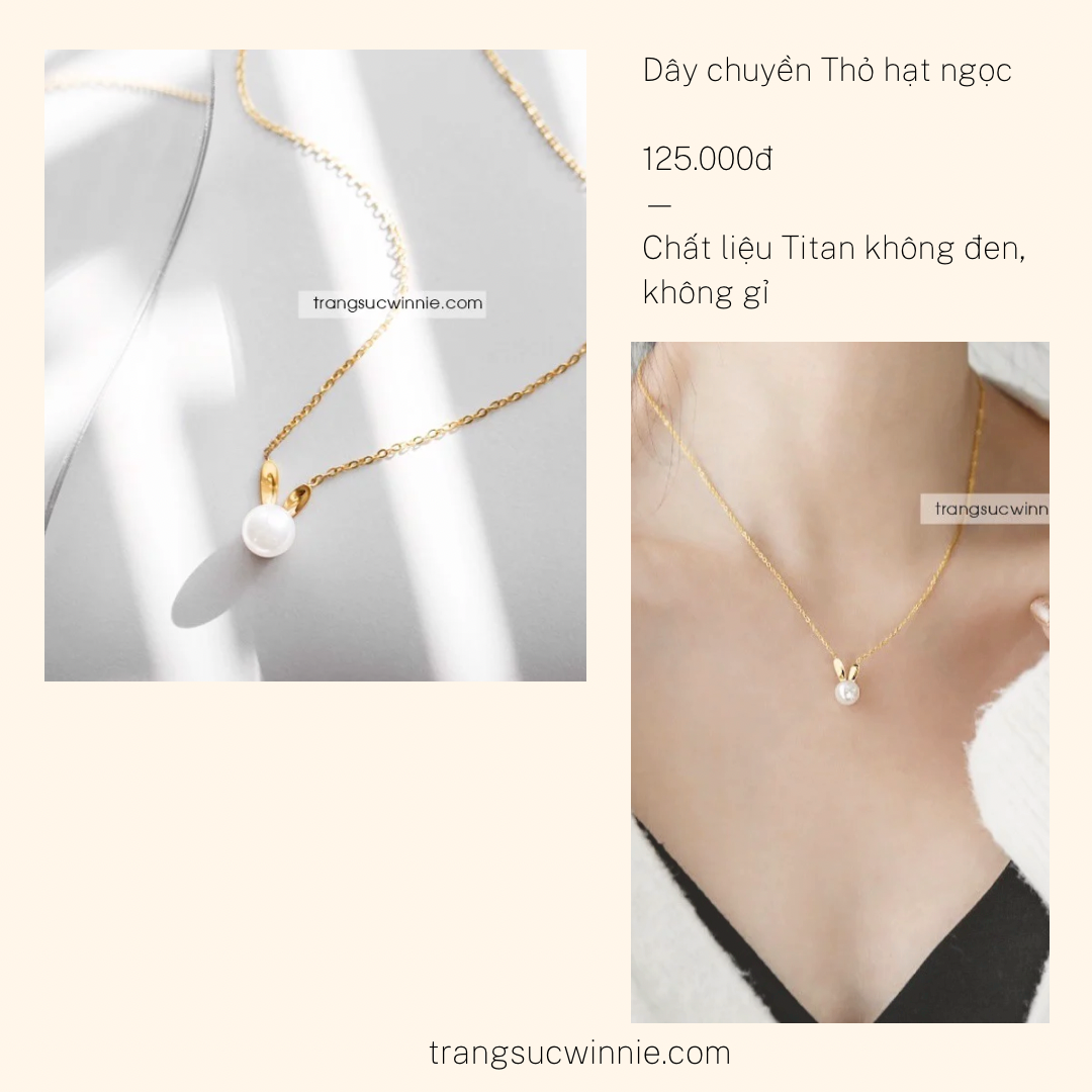  Dây chuyền titan Thỏ hạt ngọc 