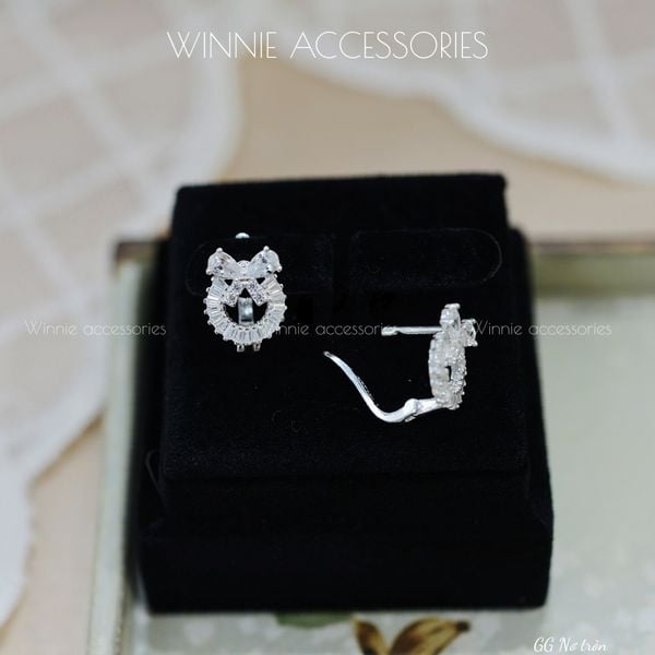  Hoa tai Bạc S925 GG Nơ tròn 