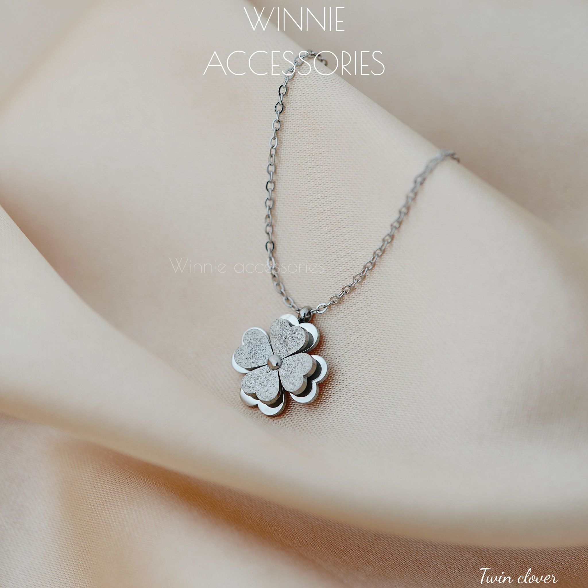  Dây chuyền titan Twin clover 