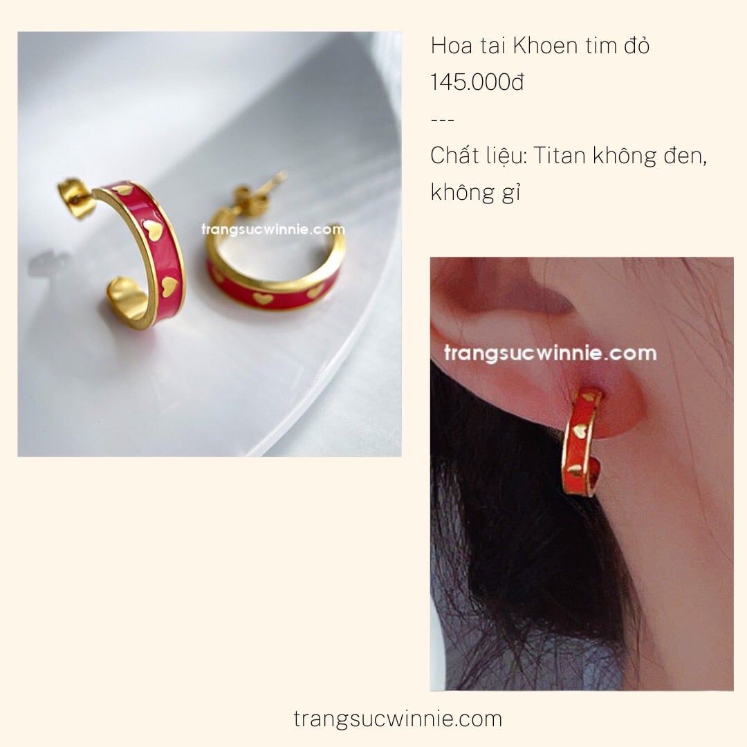  Hoa tai titan Khoen tim đỏ 