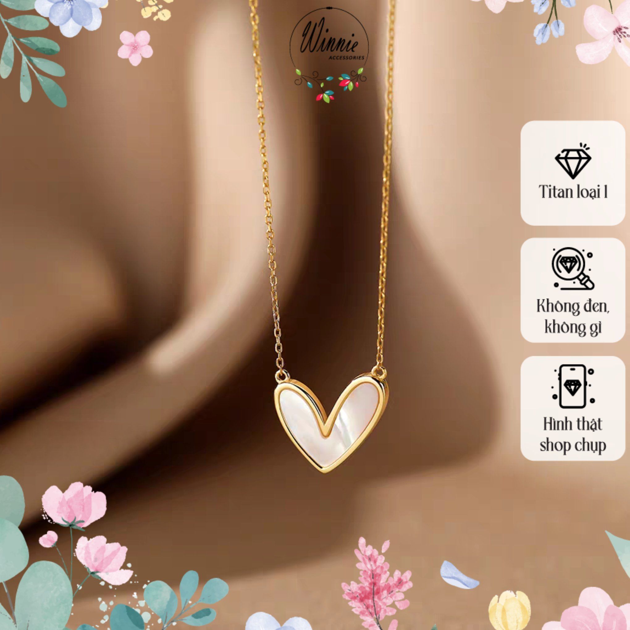  Dây chuyền titan Tim xà cừ 