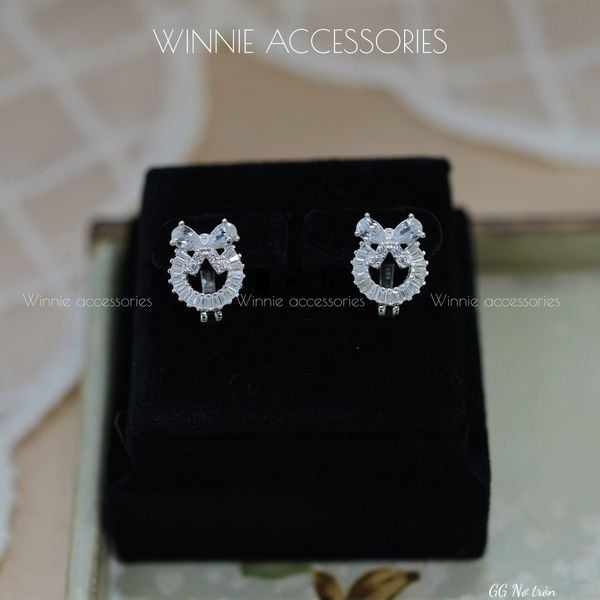  Hoa tai Bạc S925 GG Nơ tròn 