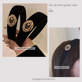  Cài tóc nhung đen rose 