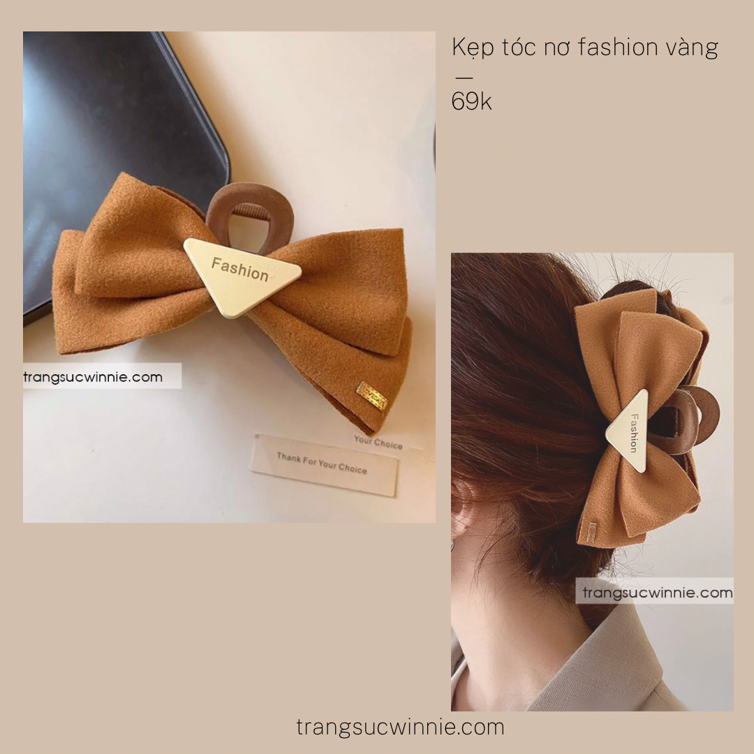  Kẹp nơ fashion vàng 