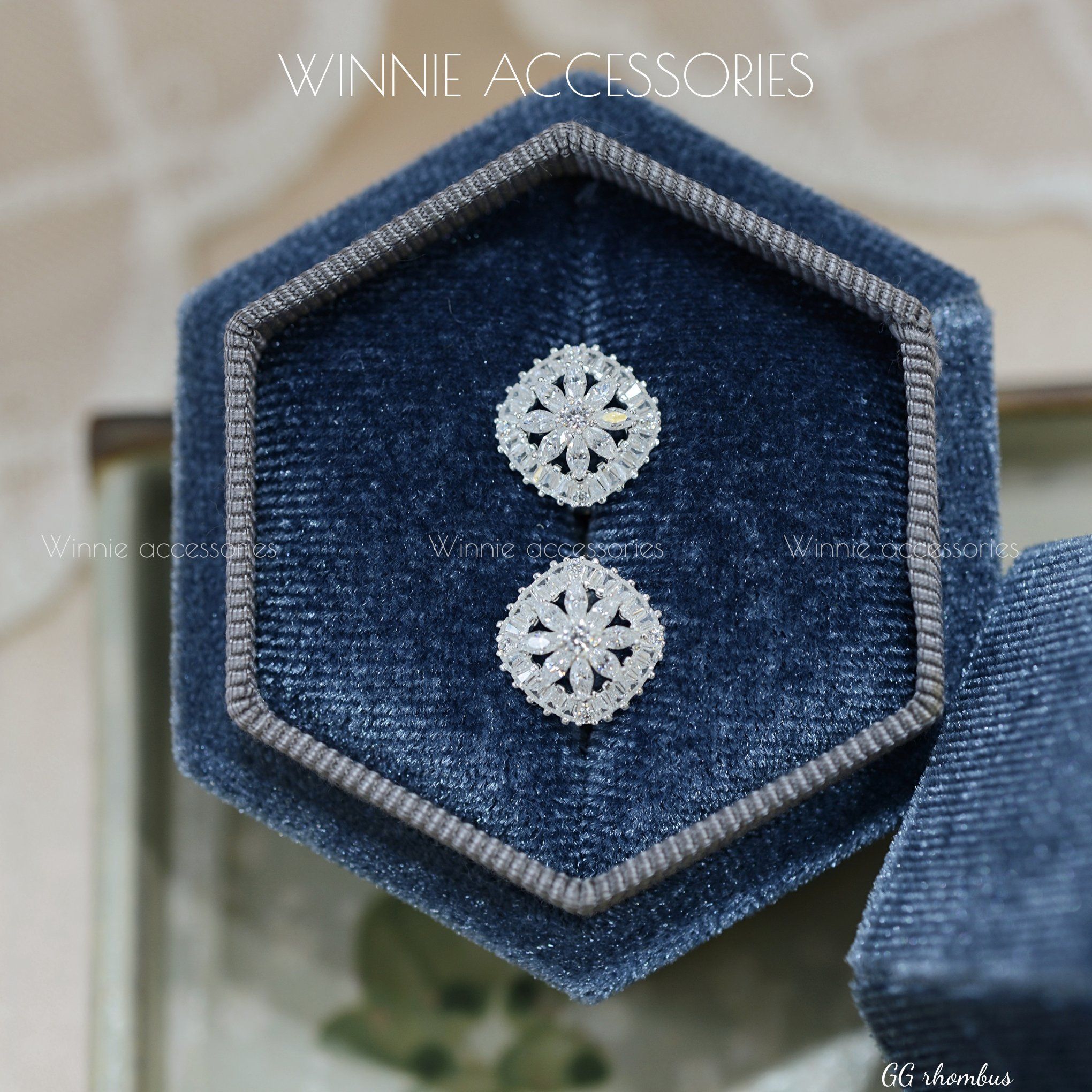  Hoa tai Bạc S925 GG Rhombus 