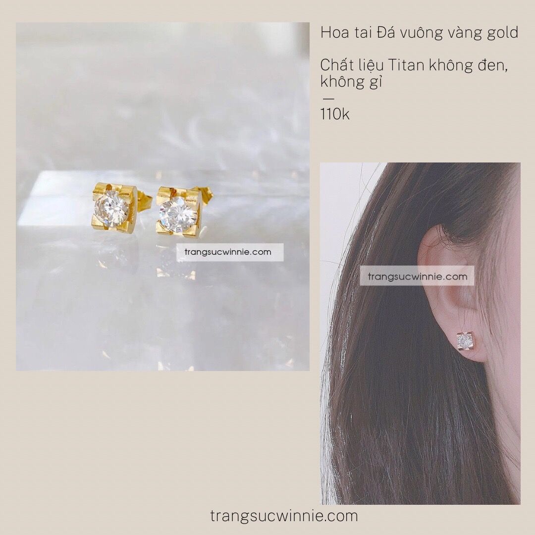  Hoa tai titan Đá vuông VG 