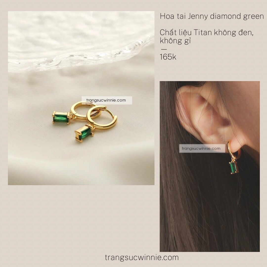  Hoa tai titan Jenny Diamond - green 