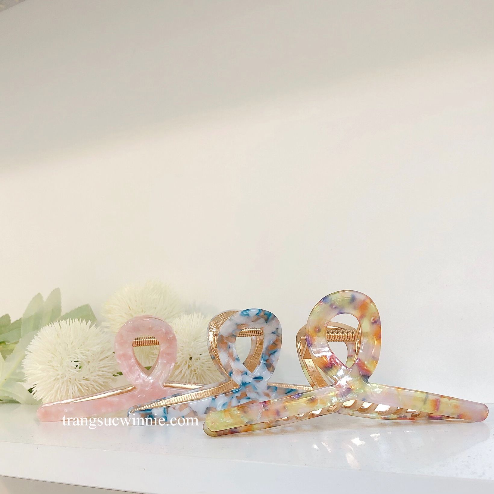  Kẹp tóc Xà cừ chéo - Hồng 