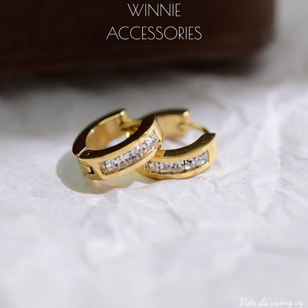  Hoa tai titan Viền đá vuông VG 