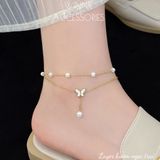  Lắc chân titan Layer Bướm ngọc trai 