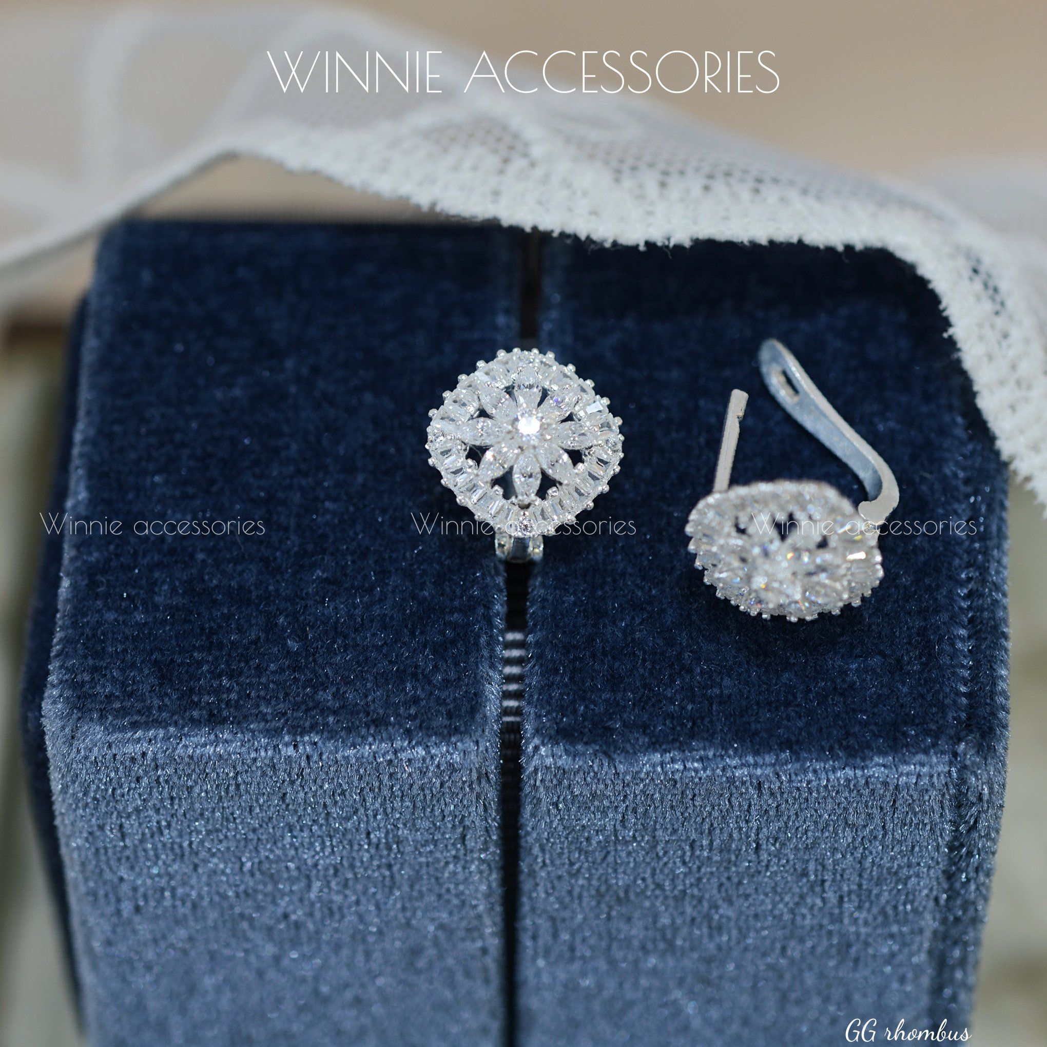  Hoa tai Bạc S925 GG Rhombus 