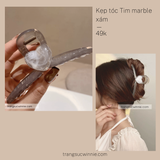  Kẹp tóc tim marble xám 