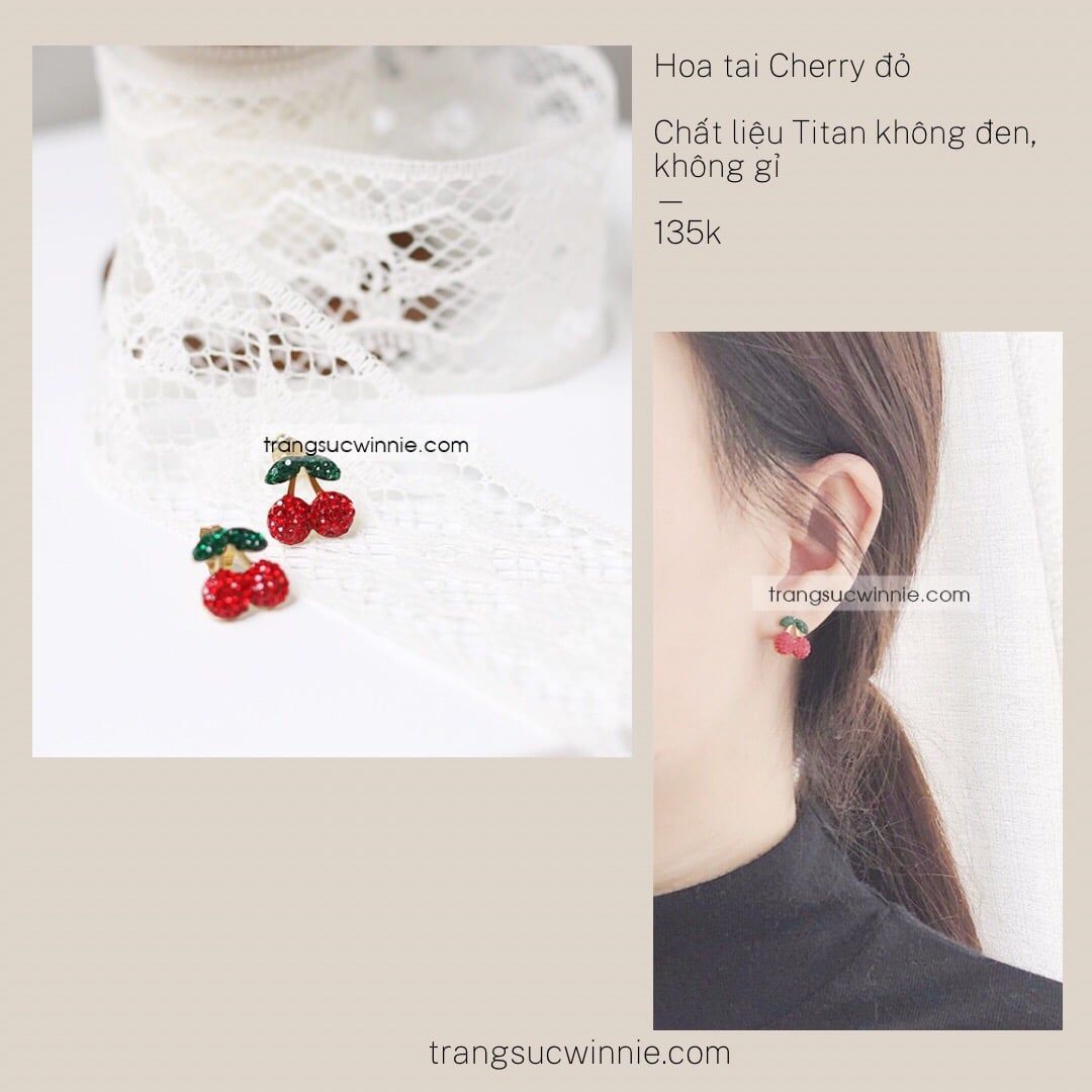  Hoa tai titan Cherry đỏ VG 