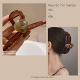  Kẹp tóc tim marble nâu 