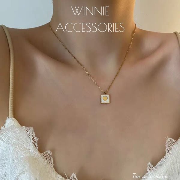  Dây chuyền titan Tim xà cừ vuông 