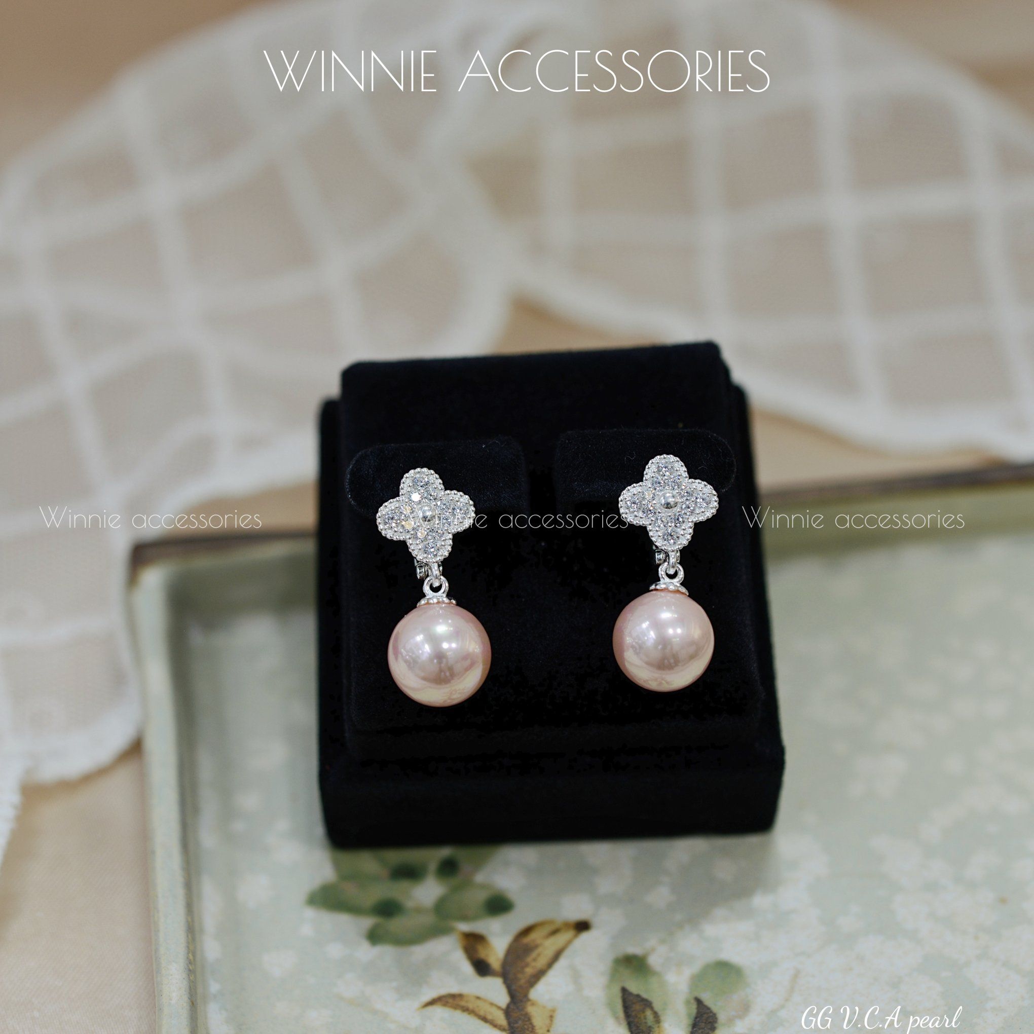  Hoa tai Bạc S925 GG VCA pearl 