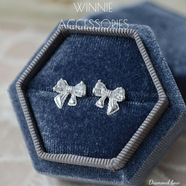  Hoa tai Bạc S925 Diamond Bow 