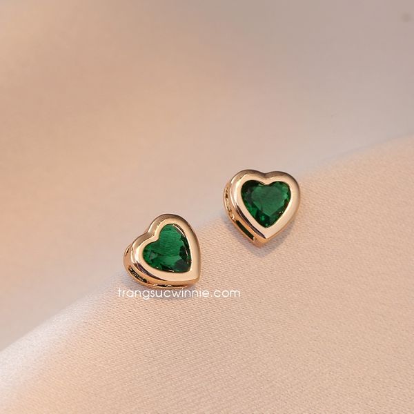  Hoa tai titan Color heart Xanh lá 